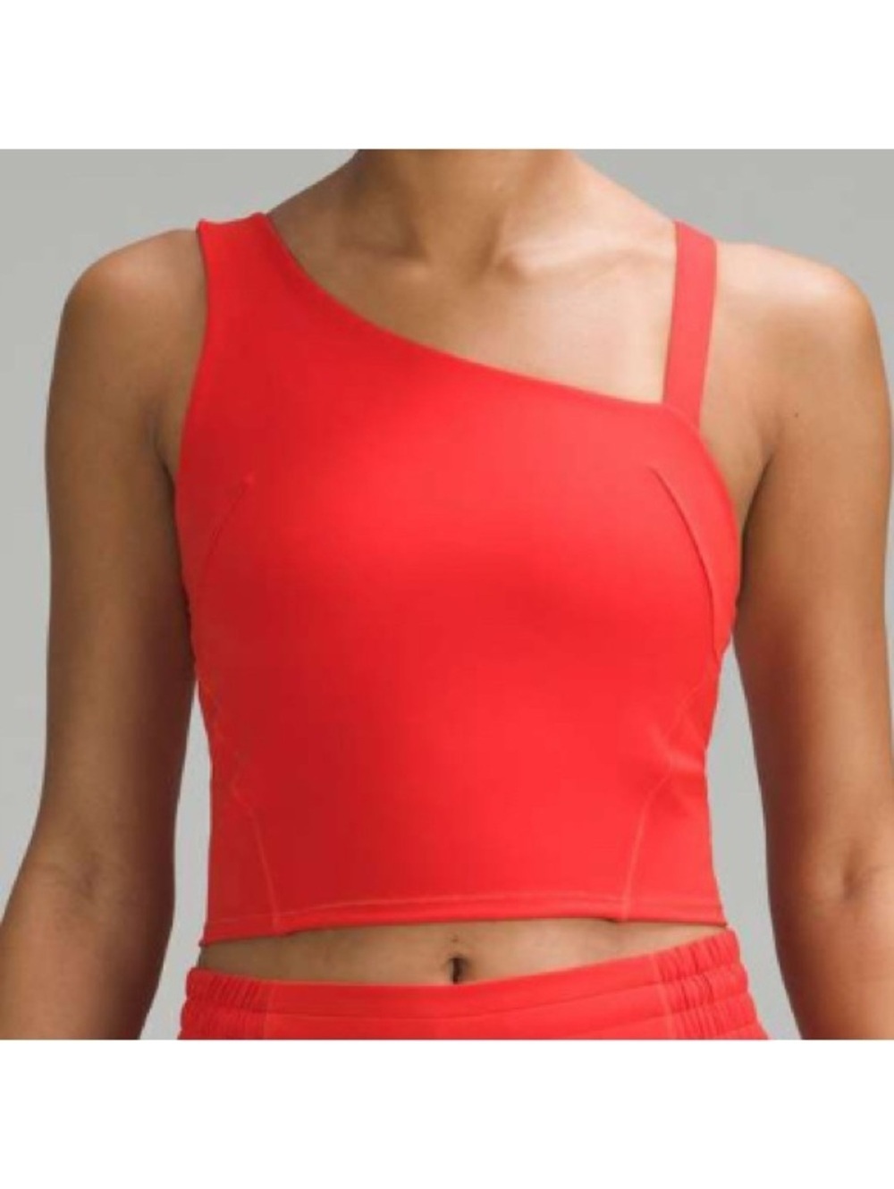 Lululemon Everlux asymmetrical tennis tank top red  sz 2 GUC hot heat